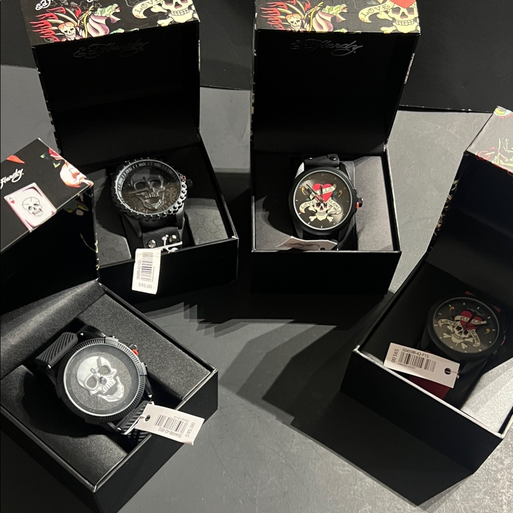 Men's Watch ED HARDY Skull Themed Silicone Band - 4 designs- you choose